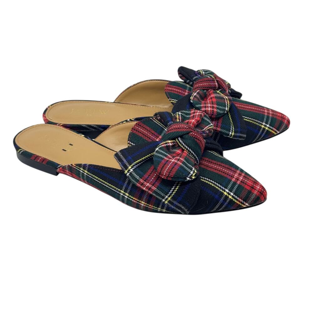 J. Crew Colorful Women’s Plaid Bow Mules Size 6